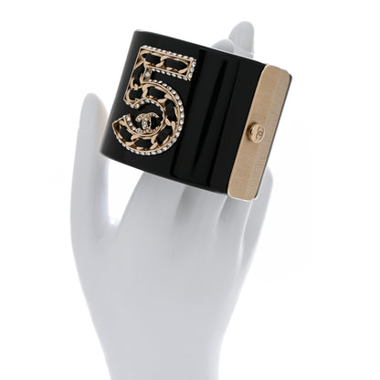 Chanel Resin Crystal Lambskin CC No 5 Cuff Black 2 of 4
