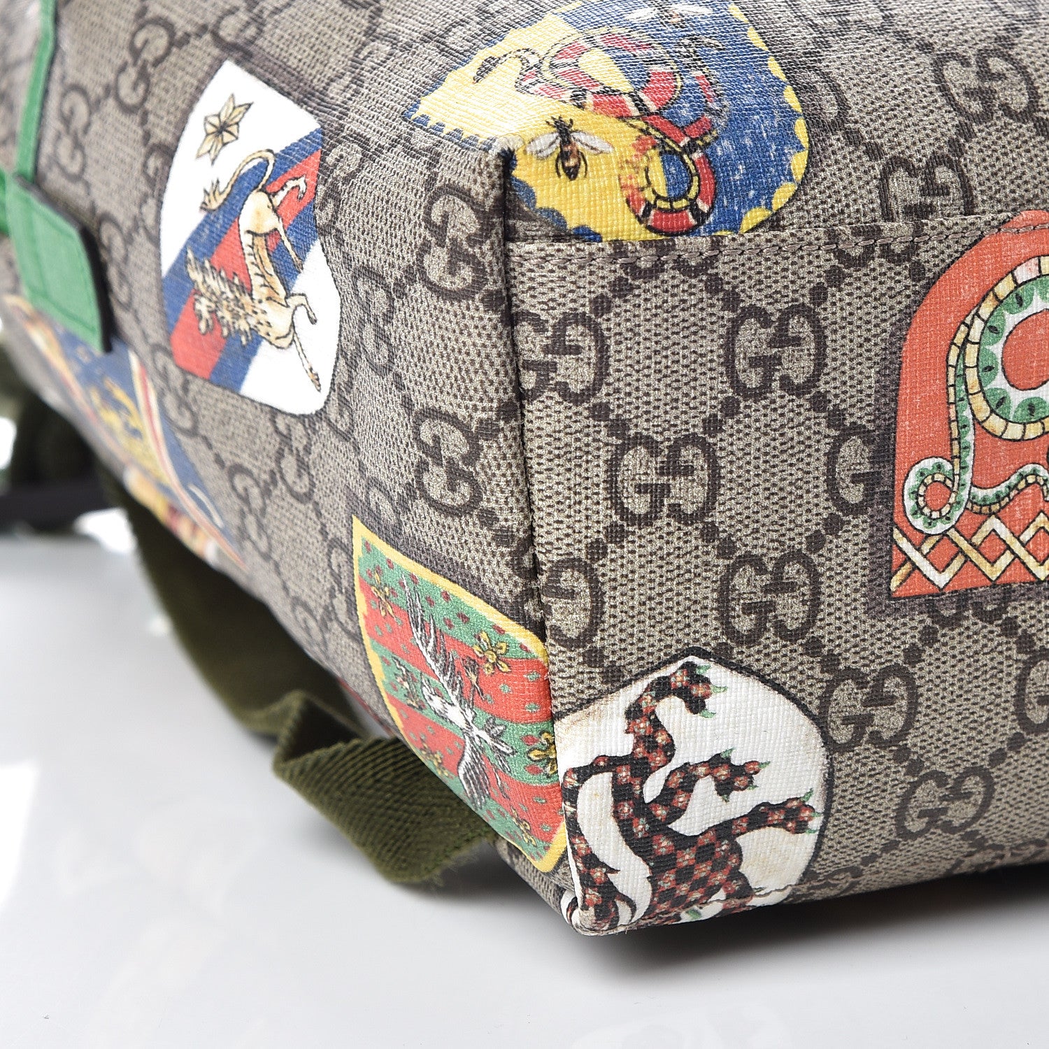 Gucci GG Supreme Monogram Children's Crests Backpack Green 9 of 14