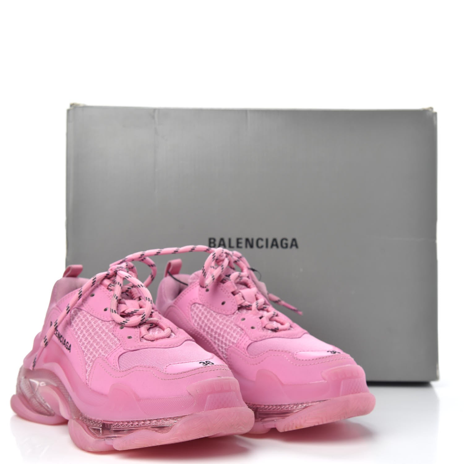 Balenciaga Fabric Mesh Clear Sole Womens Triple S Sneakers 36 Pink 9 of 9