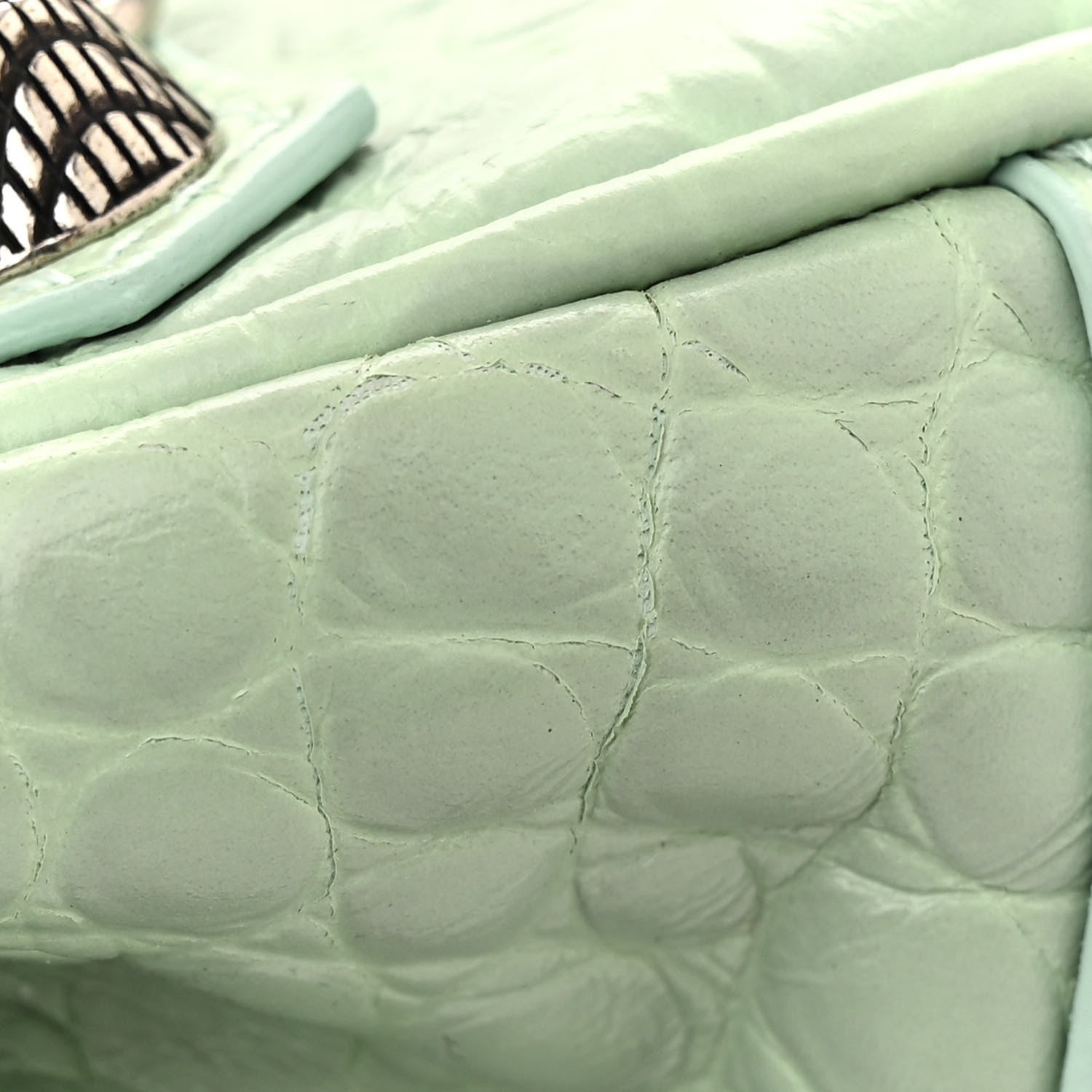 Balenciaga Extra Supple Calfskin Crocodile Embossed Le Cagole Shoulder Bag XS Light Green 12 of 12