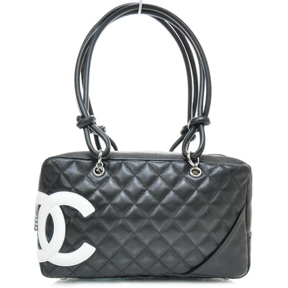 Chanel Calfskin Quilted Large Cambon Bowler Black White 1 of 9