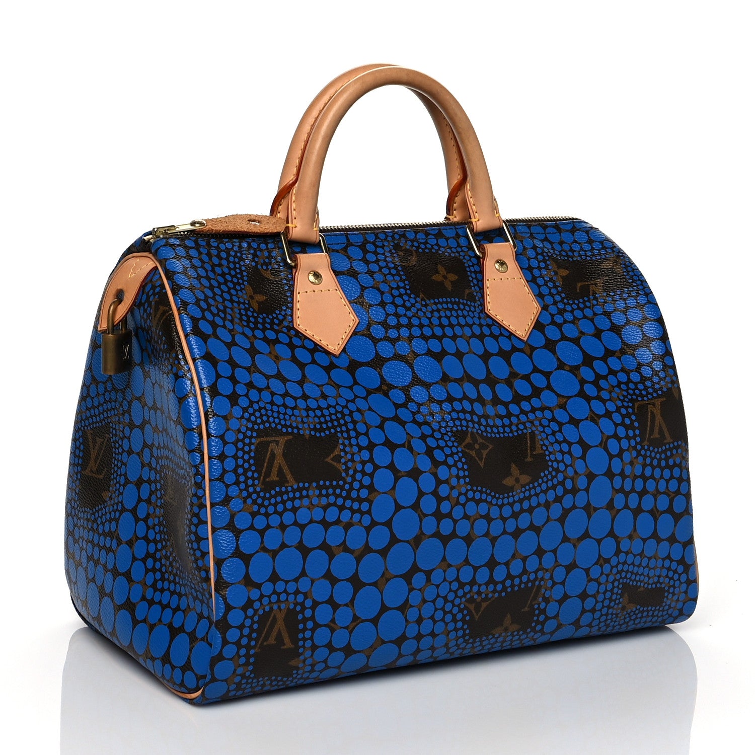 Louis Vuitton Monogram Kusama Town Speedy 30 Blue 3 of 12