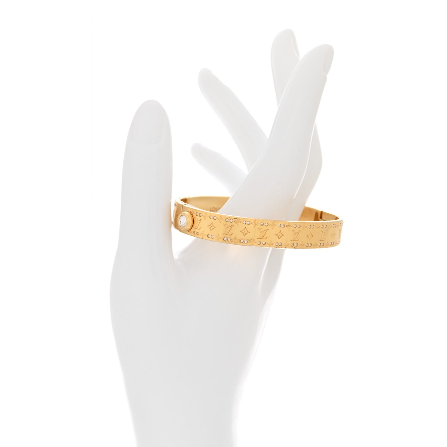 Brass Crystal Monogram Nanogram Strass Cuff S Gold