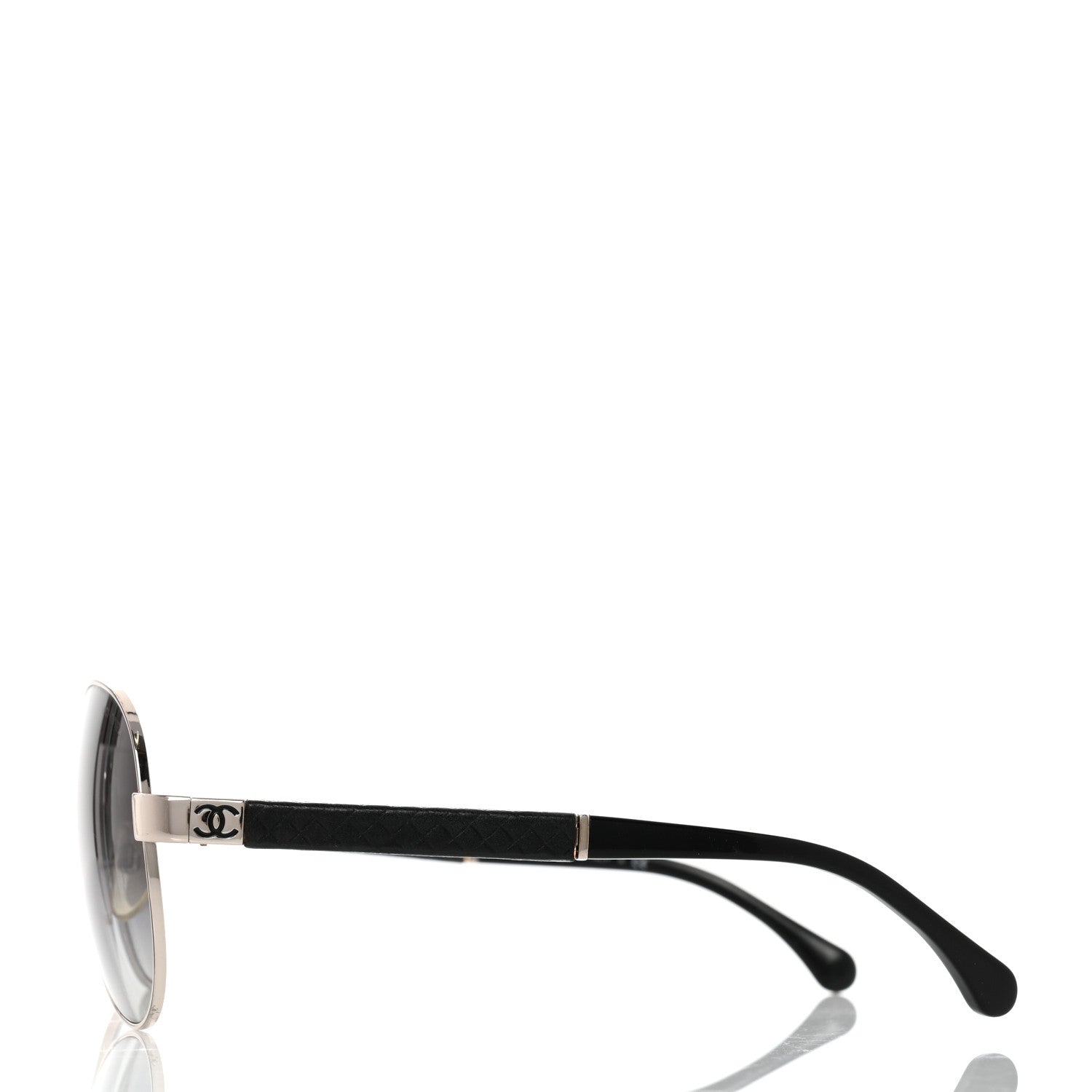 Chanel Lambskin Quilted CC Aviator Sunglasses 4195-Q Black 4 of 8