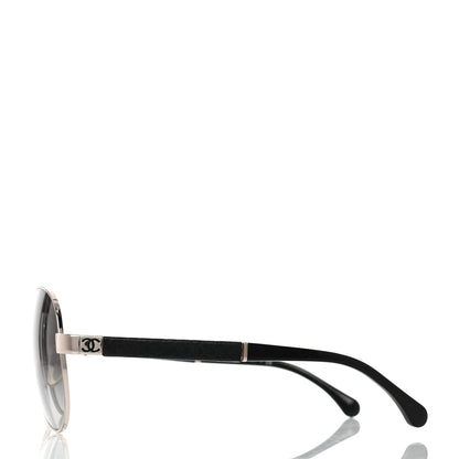 Chanel Lambskin Quilted CC Aviator Sunglasses 4195-Q Black 4 of 8
