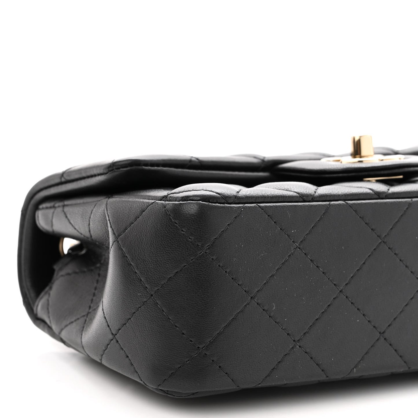 Lambskin Quilted Mini Rectangular Flap Black