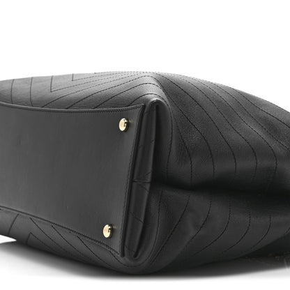 Chanel Calfskin Chevron Quilted Large Shopping Tote Black 10 of 10