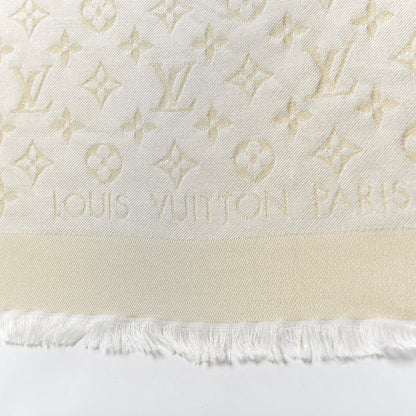 Louis Vuitton Silk Wool Monogram Shine Shawl Beige 4 of 4