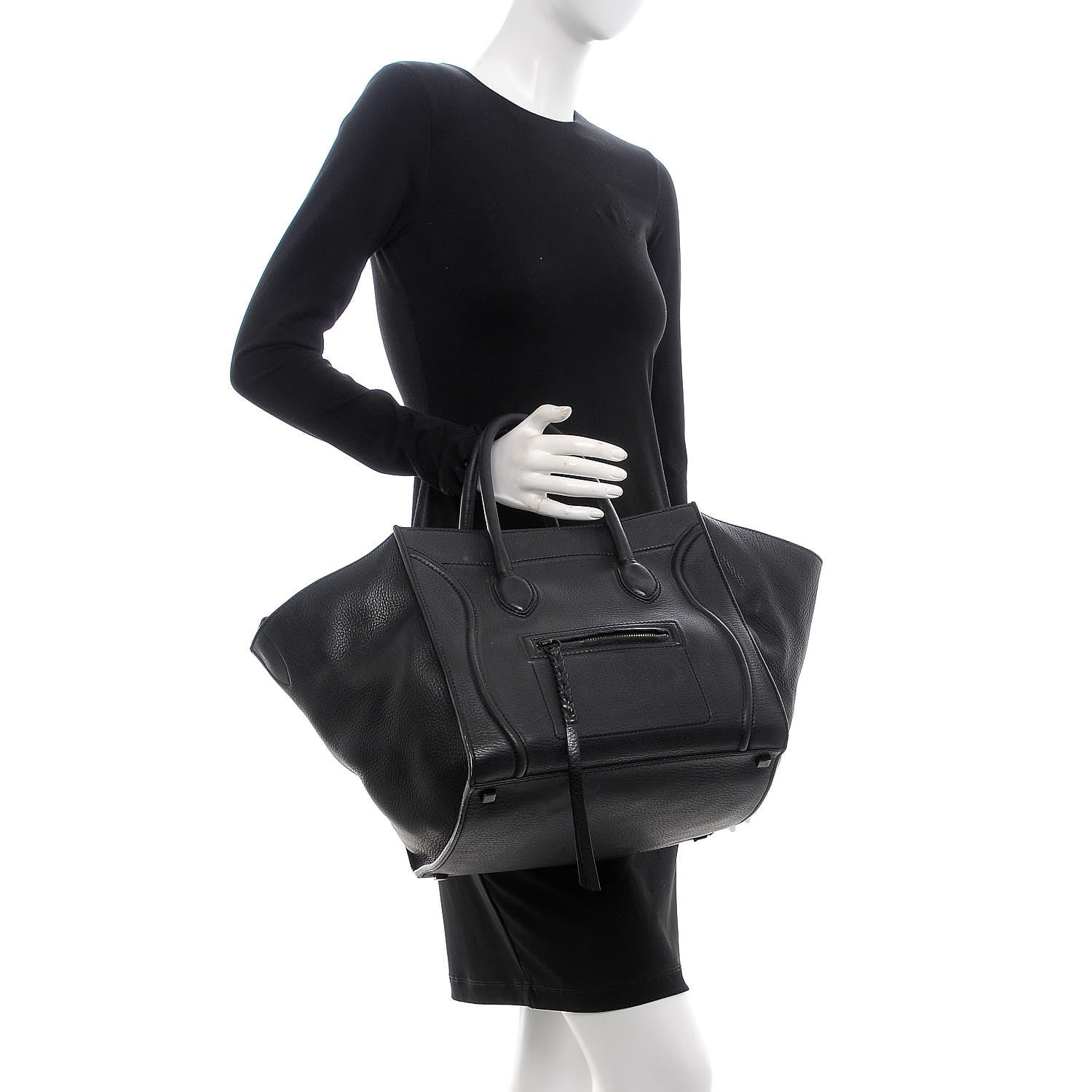 Celine Supple Calfskin Medium Phantom Luggage Black 2 of 13