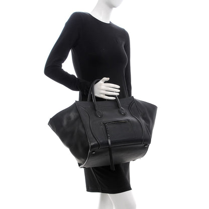 Celine Supple Calfskin Medium Phantom Luggage Black 2 of 13