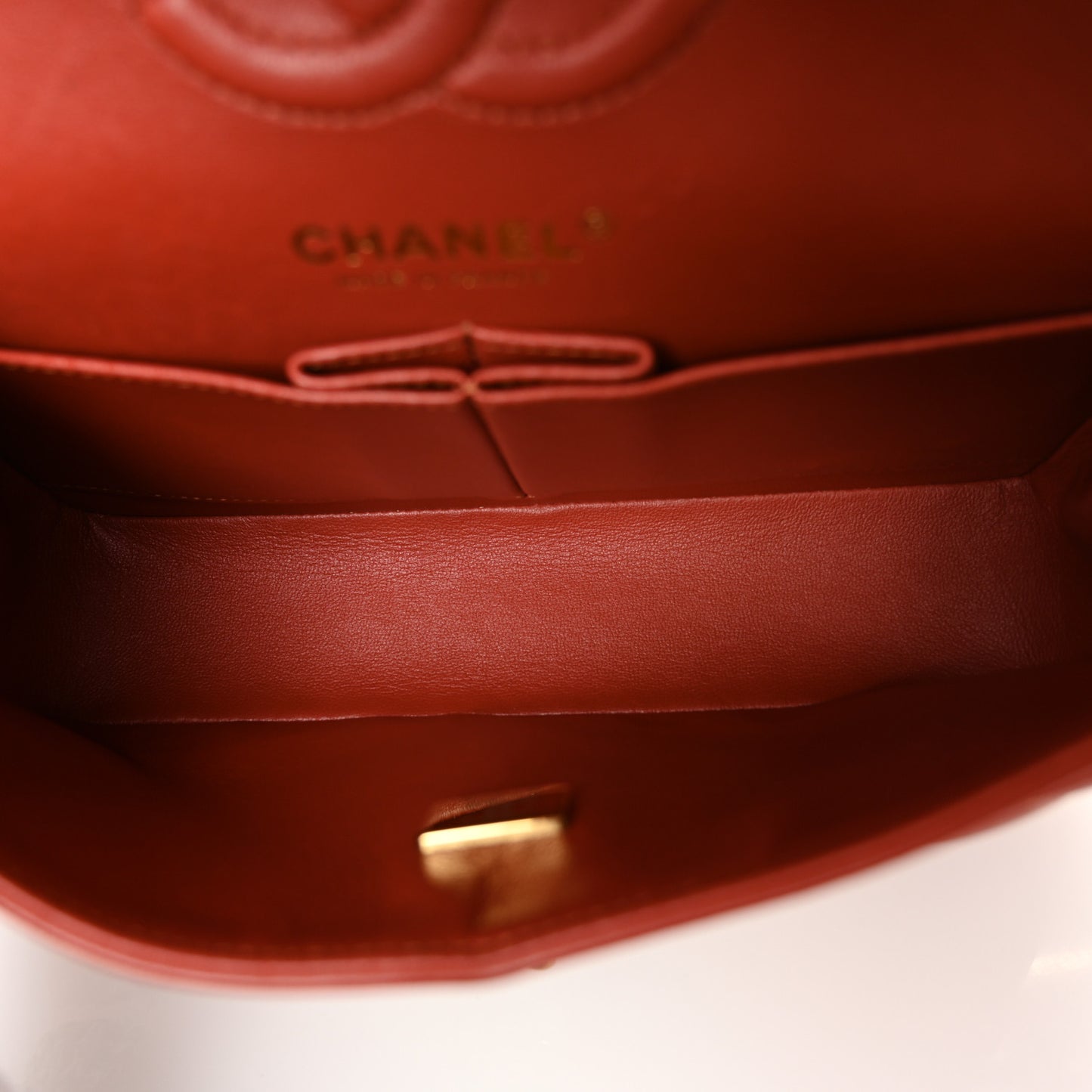 Lambskin Quilted Small Double Flap Brown