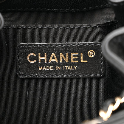 Chanel Lambskin Quilted CC Dweller Drawstring Bucket Bag Black 6 of 10