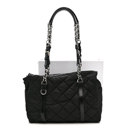 Prada Nylon Tessuto Quilted Chain Shoulder Bag Black 14 of 14