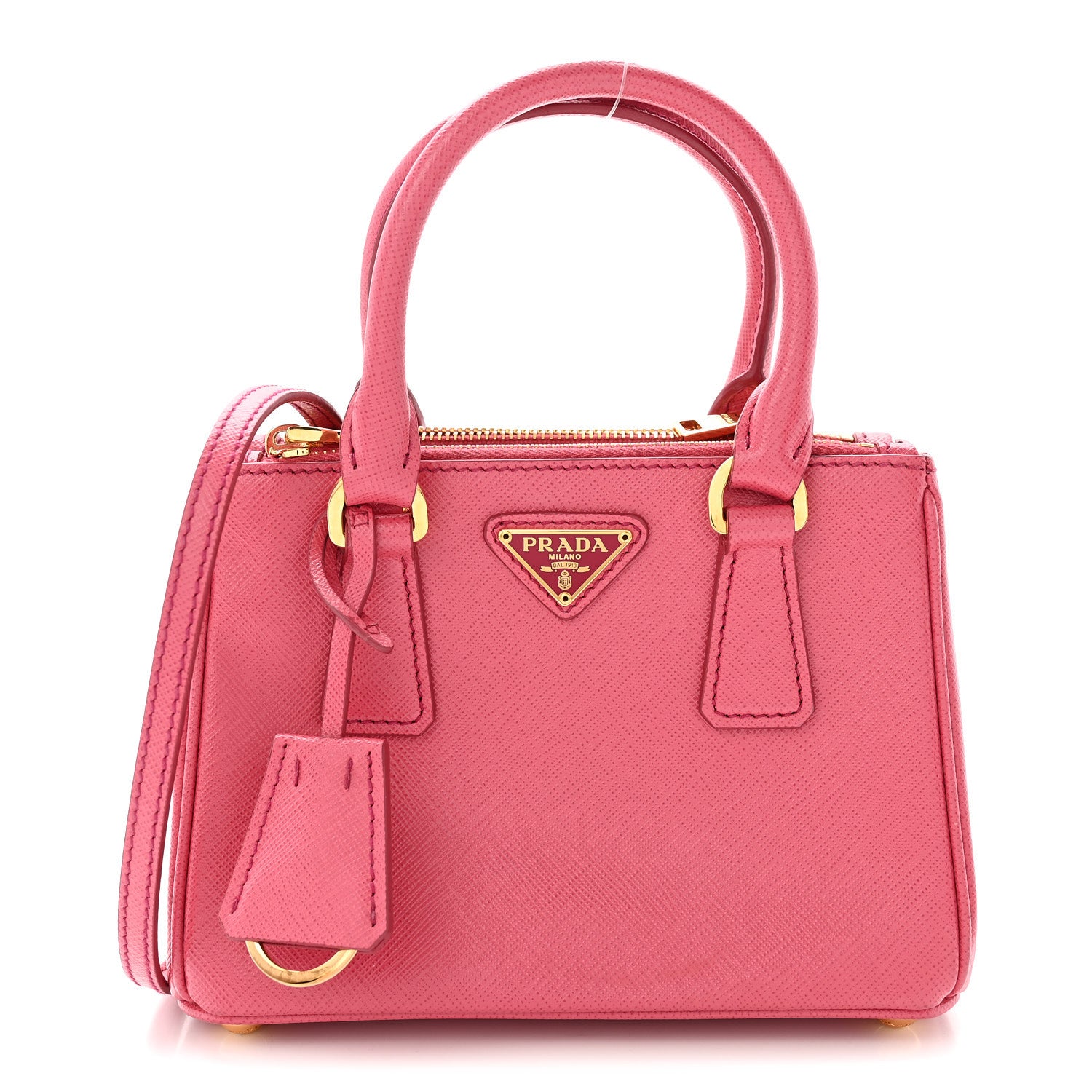 Prada Saffiano Lux Micro Galleria Double Zip Tote Peonia 1 of 10