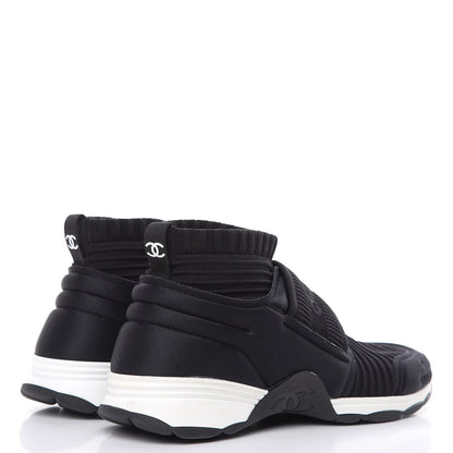Chanel Stretch Fabric CC Sneakers 37 Black 4 of 9