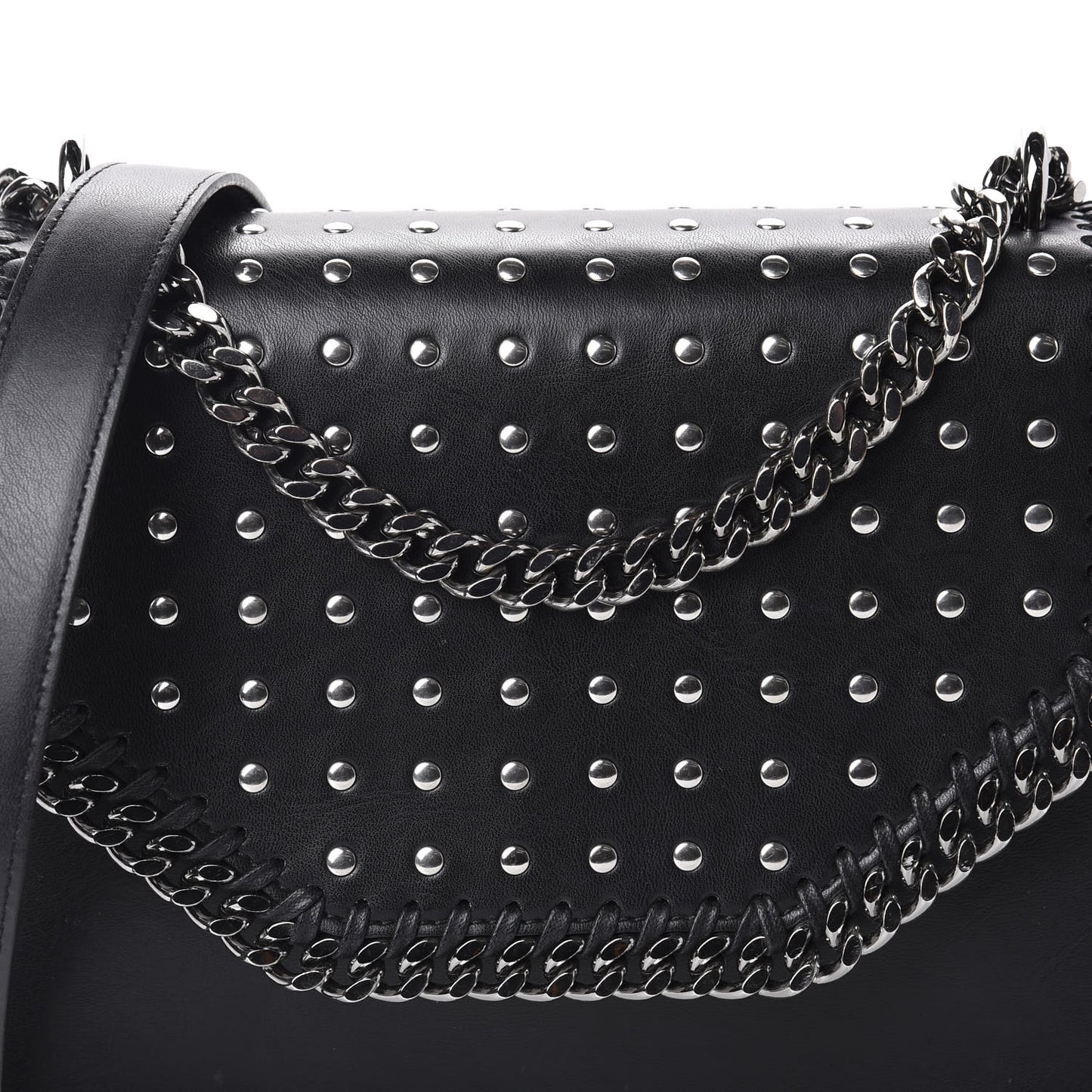 Eco Alter Nappa Studded Falabella Embellished Box Shoulder Bag Black