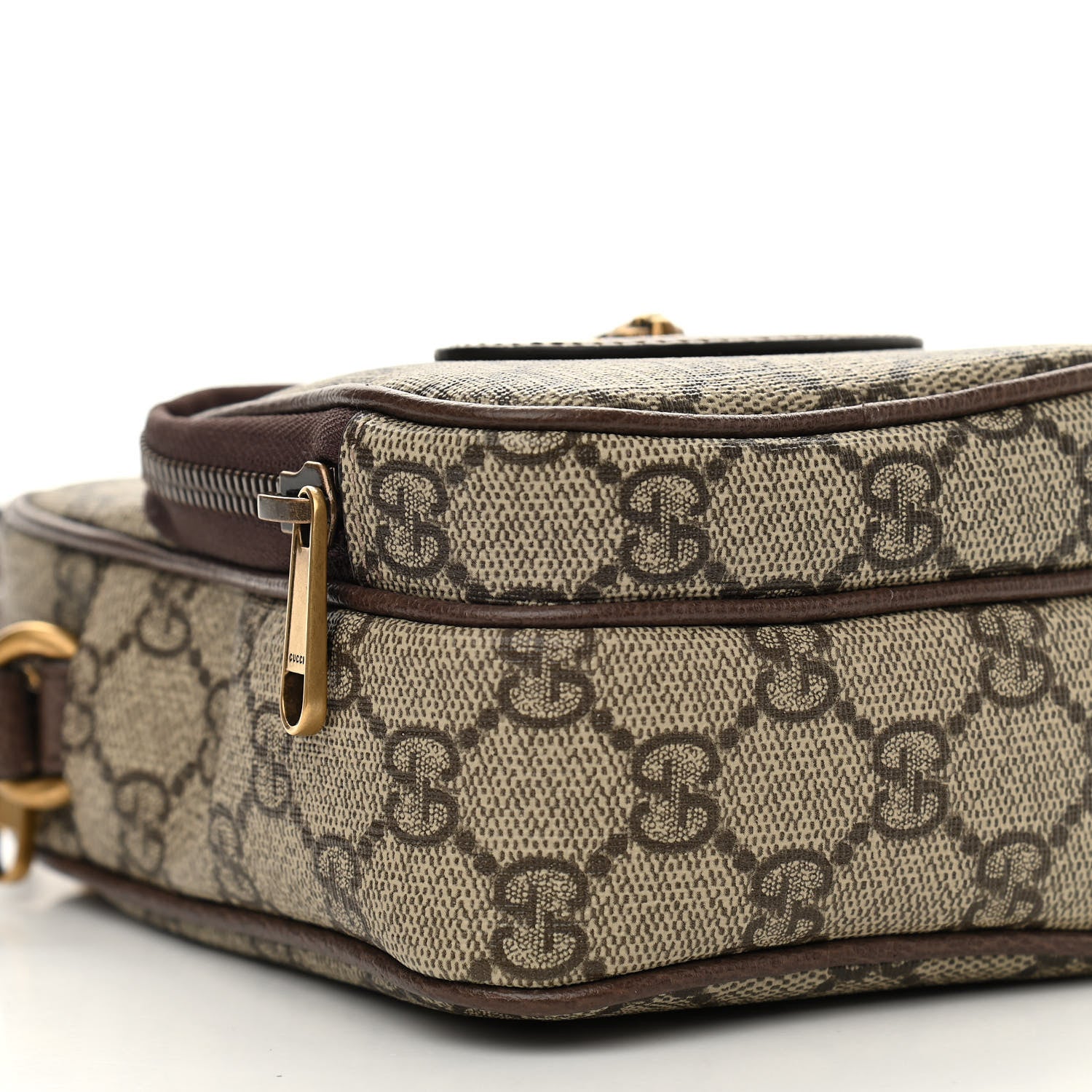 Gucci GG Supreme Monogram Mini Neo Vintage Double Zip Messenger Bag Beige New Acero Crop 9 of 11
