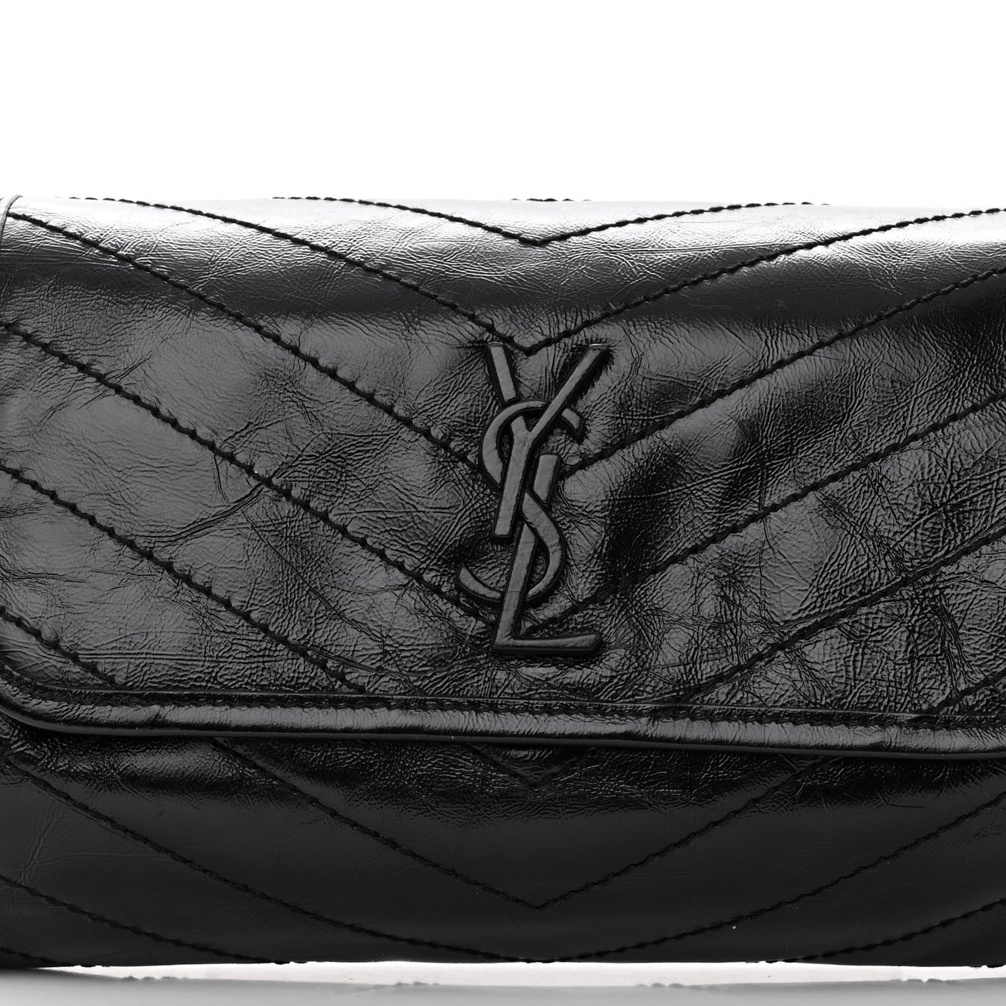 Crinkled Calfskin Matelasse Monogram Niki Body Bag Black