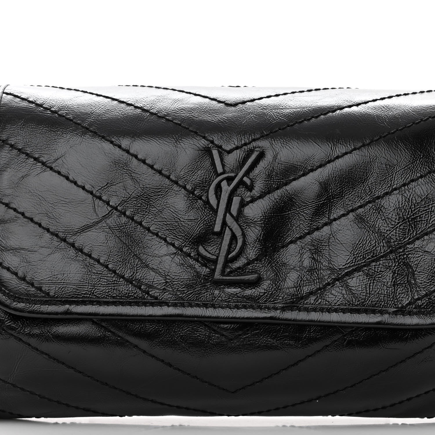 Saint Laurent Crinkled Calfskin Matelasse Monogram Niki Body Bag Black 7 of 9