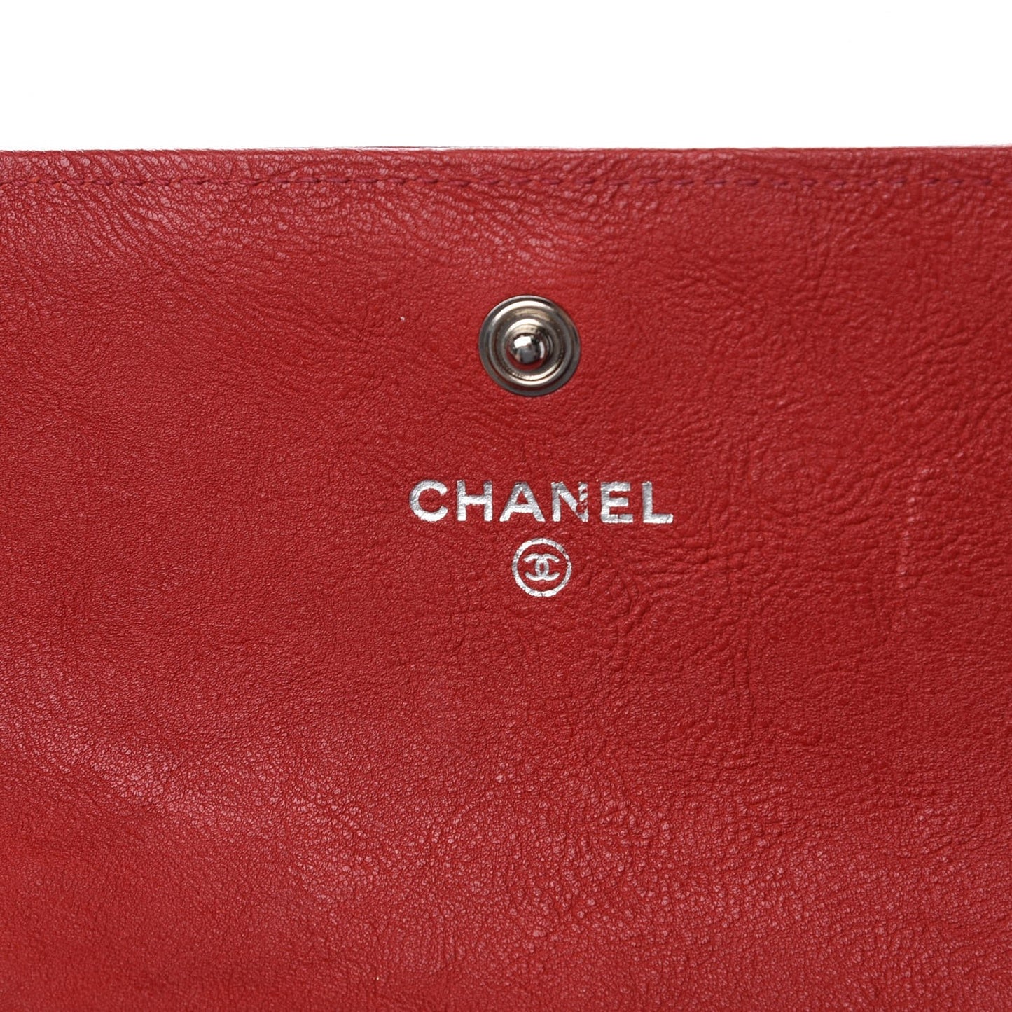 Calfskin Quilted Boy Chain Around Flap Wallet Red