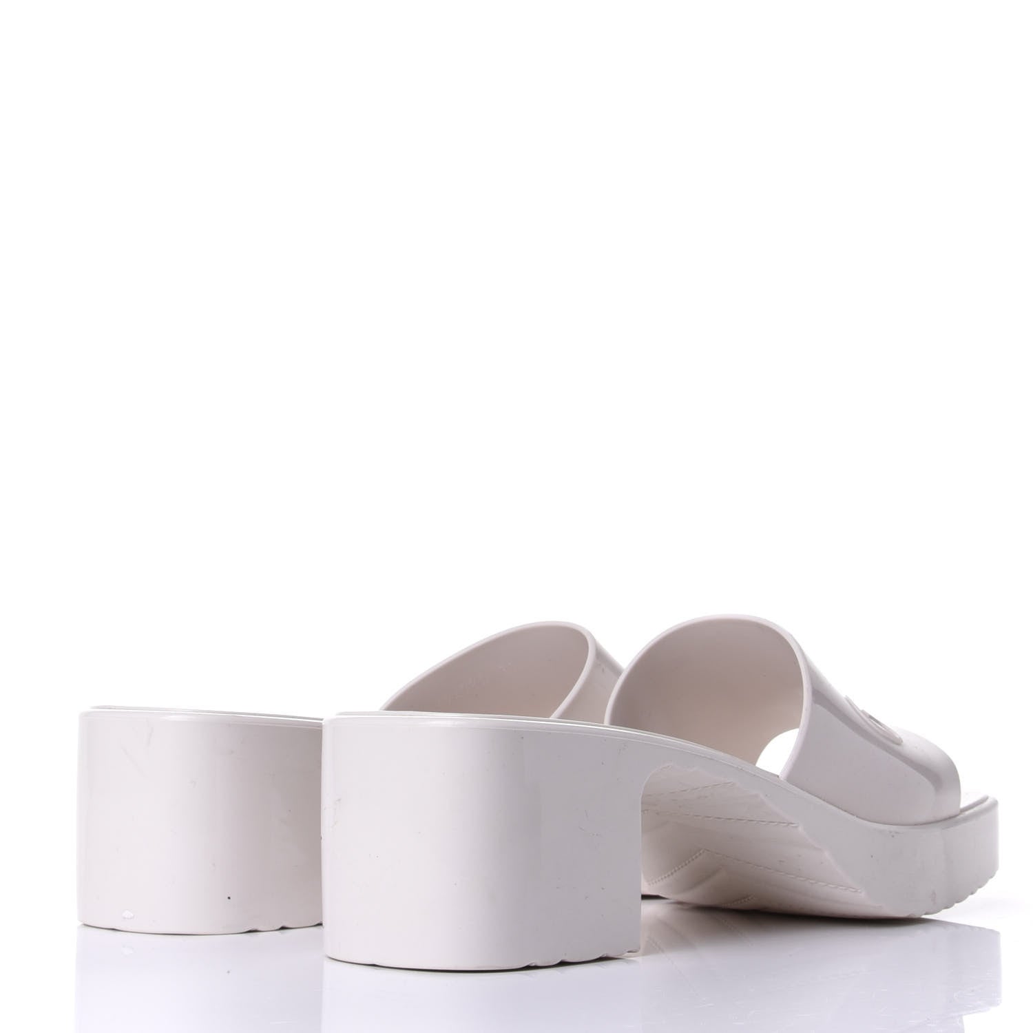 Gucci Rubber Gucci Logo Womens Platform 20/60mm Slide Sandals 37 Mystic White 4 of 11
