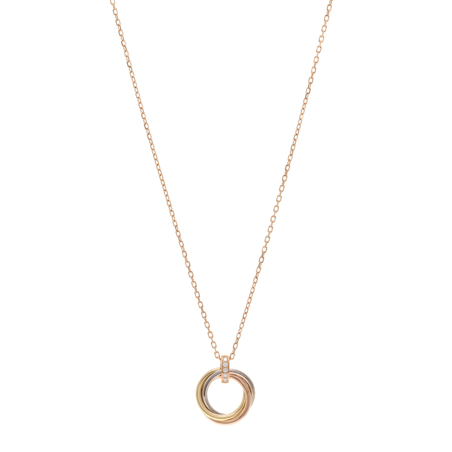 18K Pink Gold Diamond Trinity Pendant Necklace