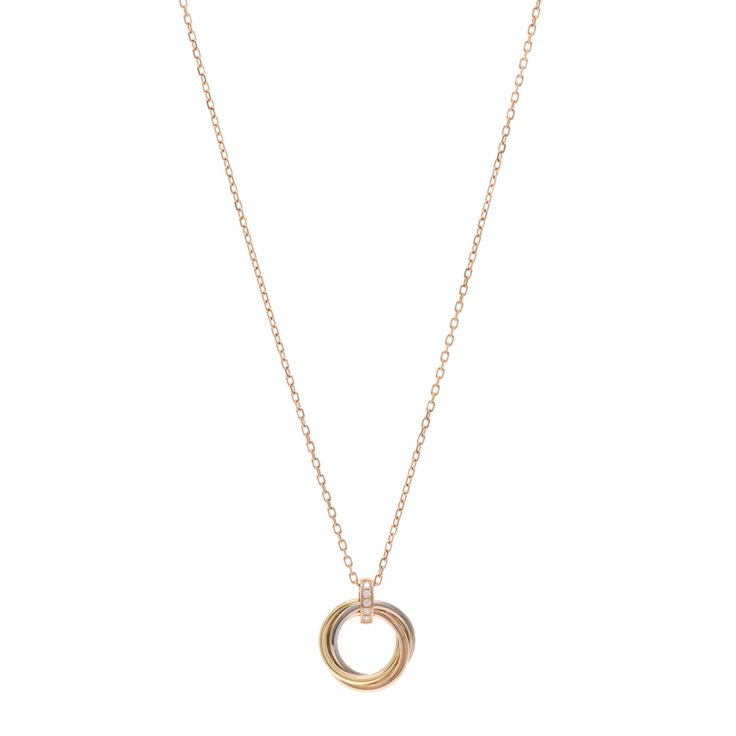 Cartier 18K Pink Gold Diamond Trinity Pendant Necklace 1 of 5