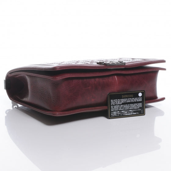 Calfskin Quilted Large Boy Flap Burgundy