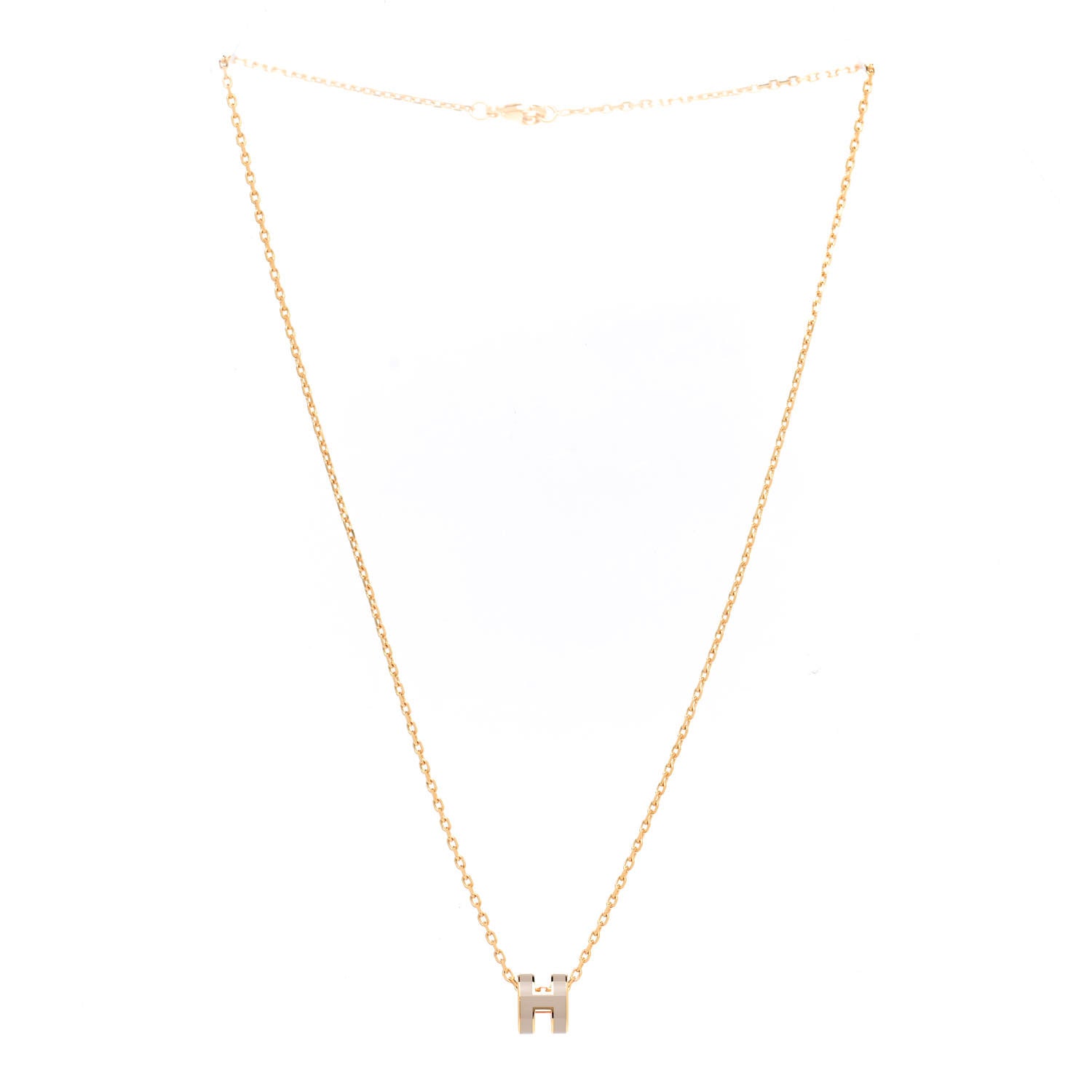 Hermes Lacquered Gold Mini Pop H Pendant Necklace Marron Glace 3 of 7