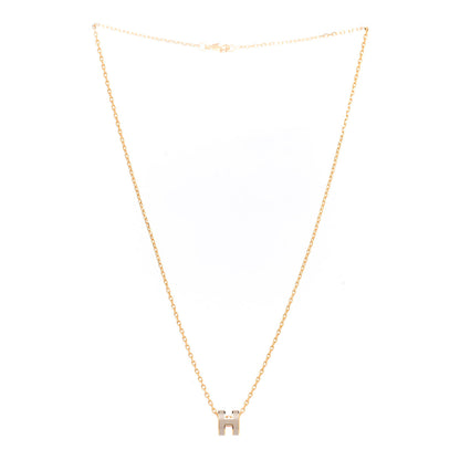 Hermes Lacquered Gold Mini Pop H Pendant Necklace Marron Glace 3 of 7