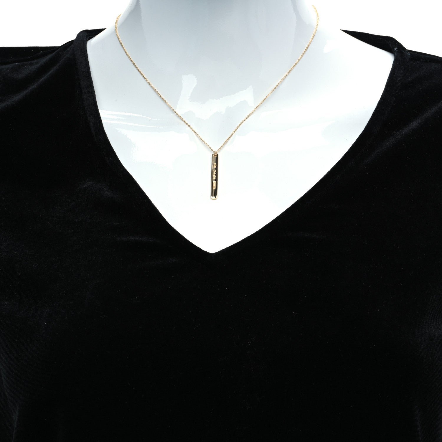 Tiffany 18K Yellow Gold 1837 Bar Pendant Necklace 2 of 6