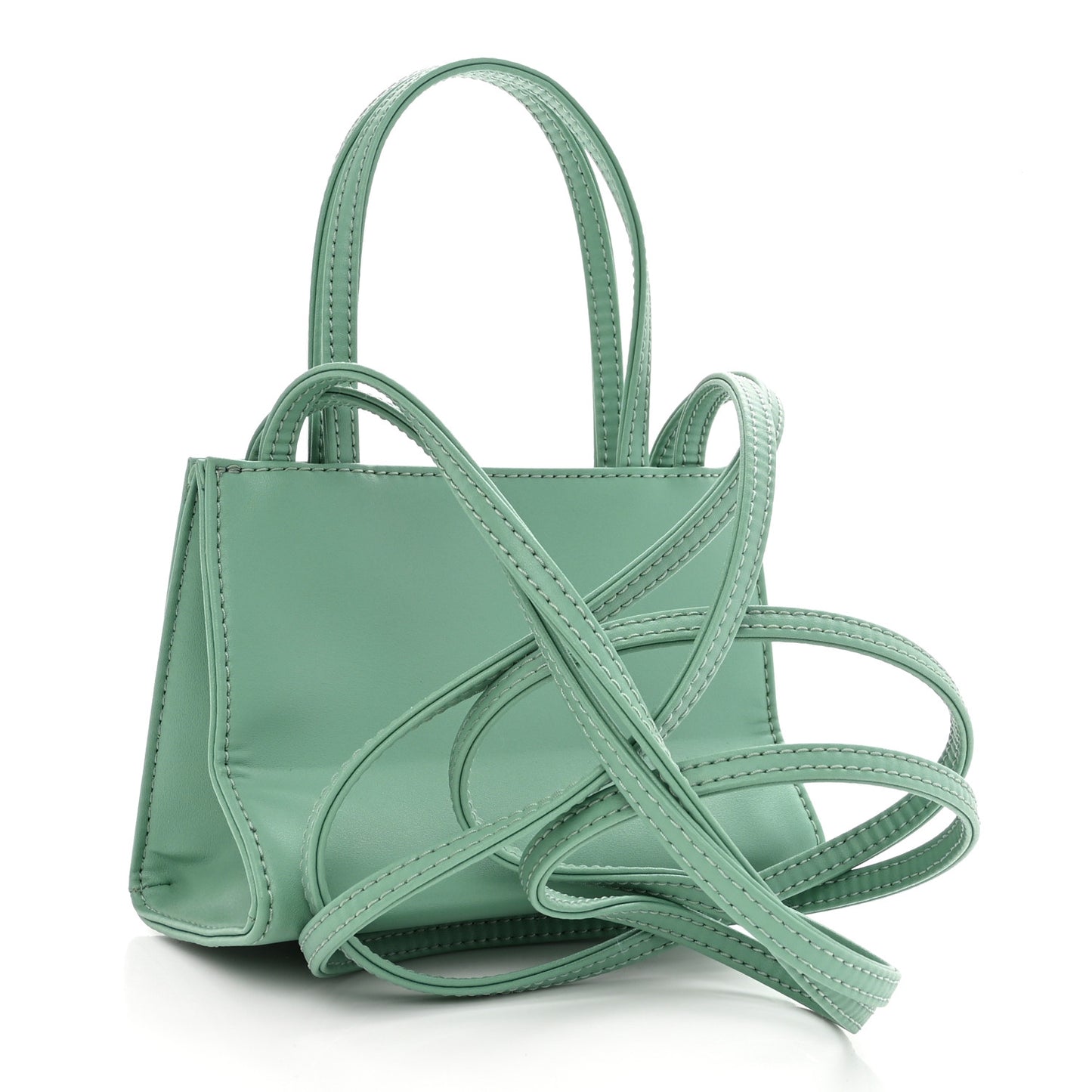 Vegan Leather Small Shopping Bag Sage