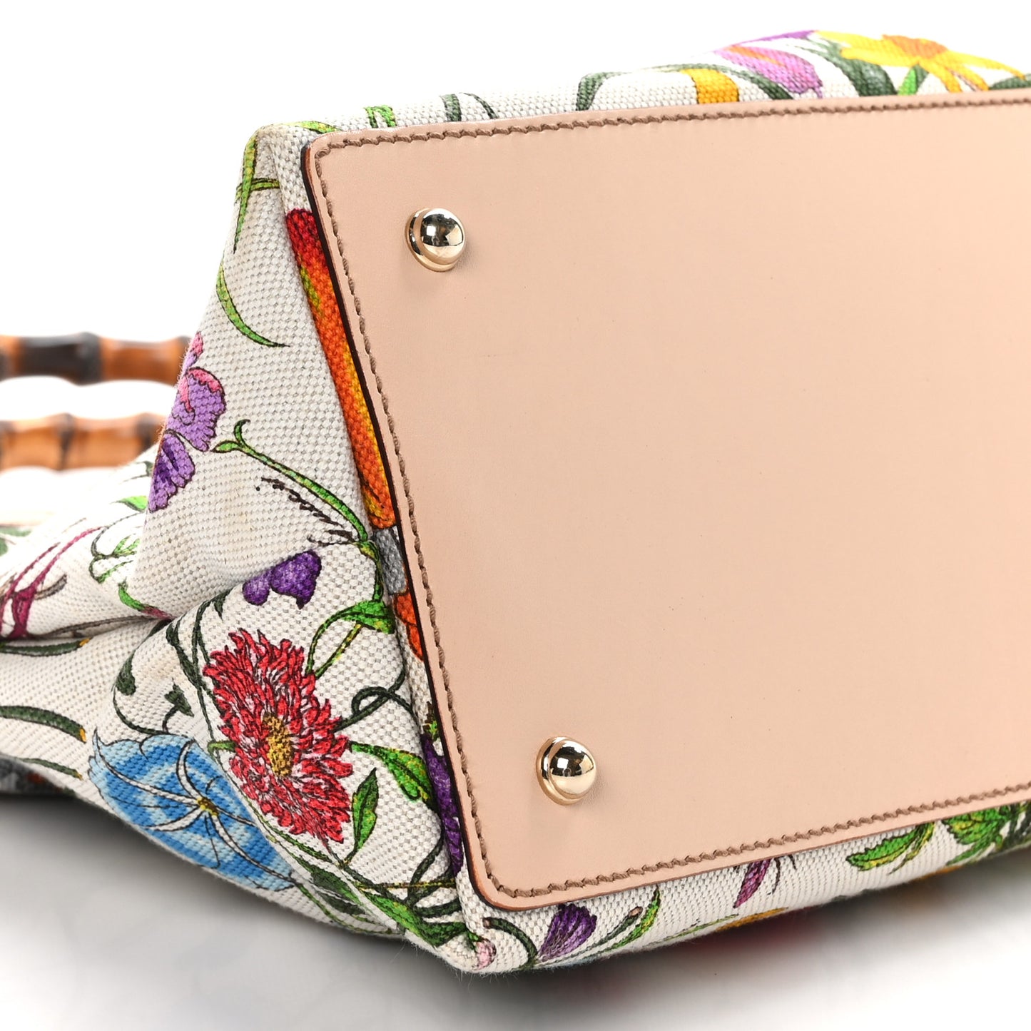 Canvas Floral Flora Bamboo Handle Bag