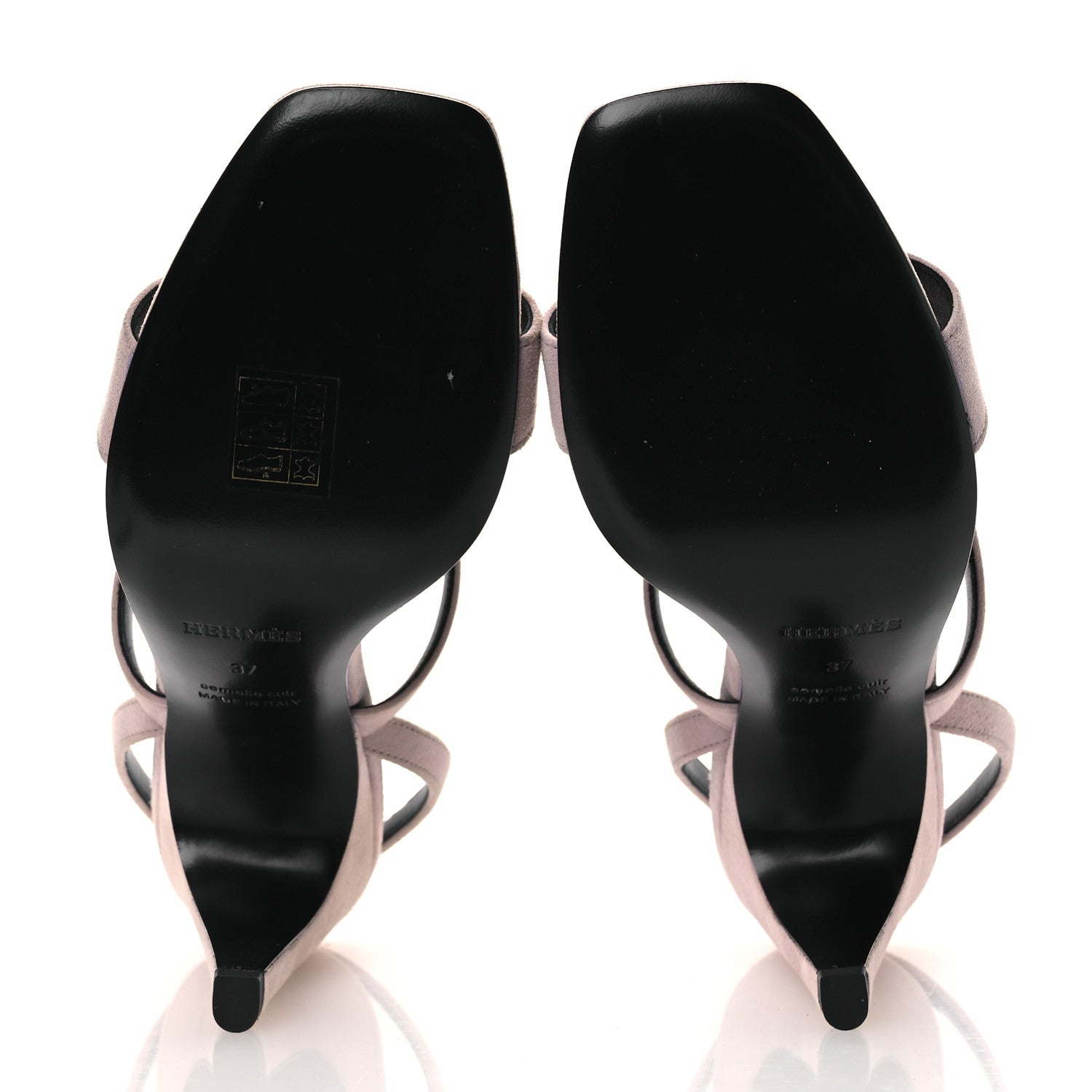 Hermes Suede Goatskin Glamour 95 Sandals 37 Rose Porcelaine 7 of 15
