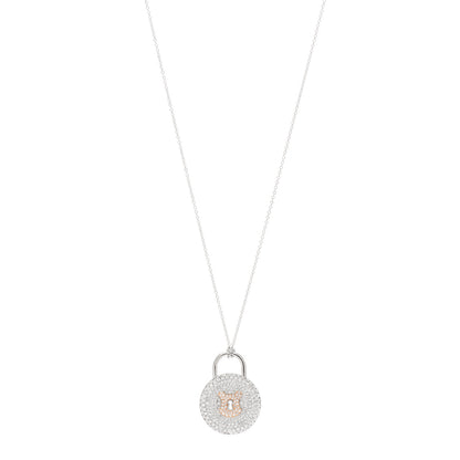 Tiffany Platinum 18K Rose Gold Diamond Vintage Lock Pendant Necklace 1 of 8
