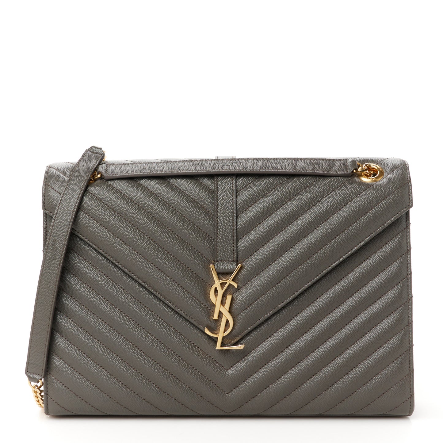 Grain De Poudre Matelasse Chevron Large Monogram Satchel Earth