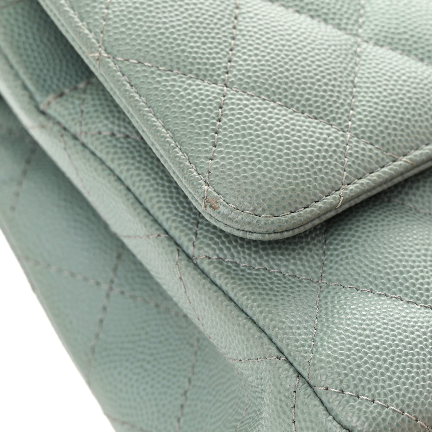 Chanel Caviar Quilted Medium Double Flap Light Blue 13 of 17