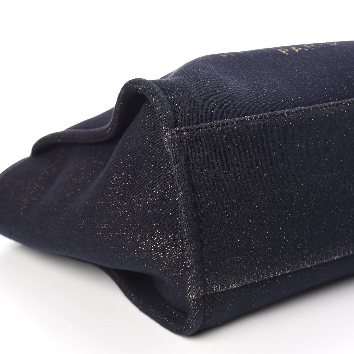 Lurex Canvas Medium Deauville Tote Navy Blue Gold
