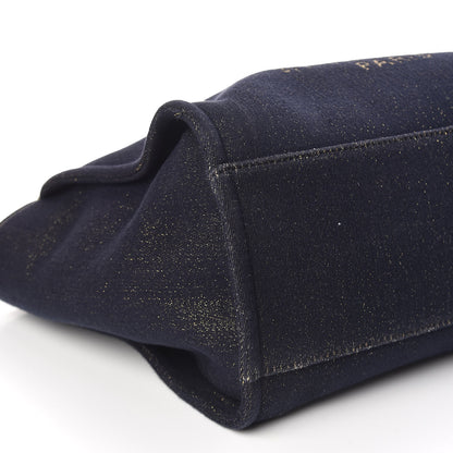 Chanel Lurex Canvas Medium Deauville Tote Navy Blue Gold 8 of 13
