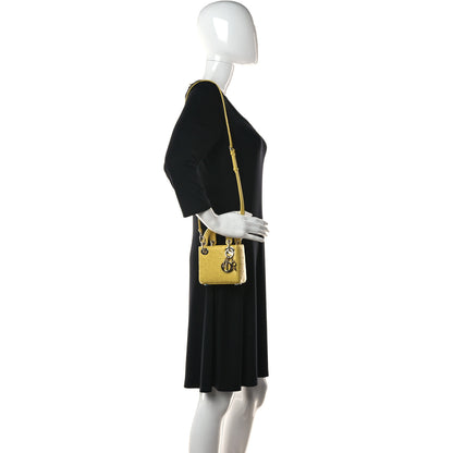 Christian Dior Ostrich Micro Lady Dior Yellow 2 of 19