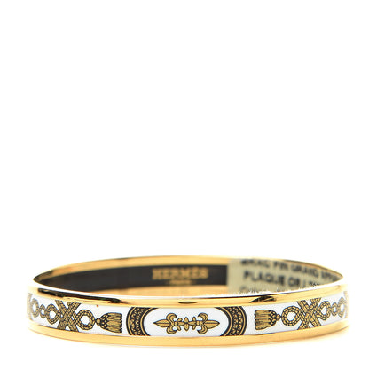 Hermes Enamel Printed Grand Apparat Narrow Bracelet 65 White 1 of 5