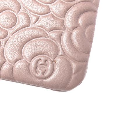 Chanel Goatskin Camellia Embossed Cosmetic Pouch Light Pink 8 of 9