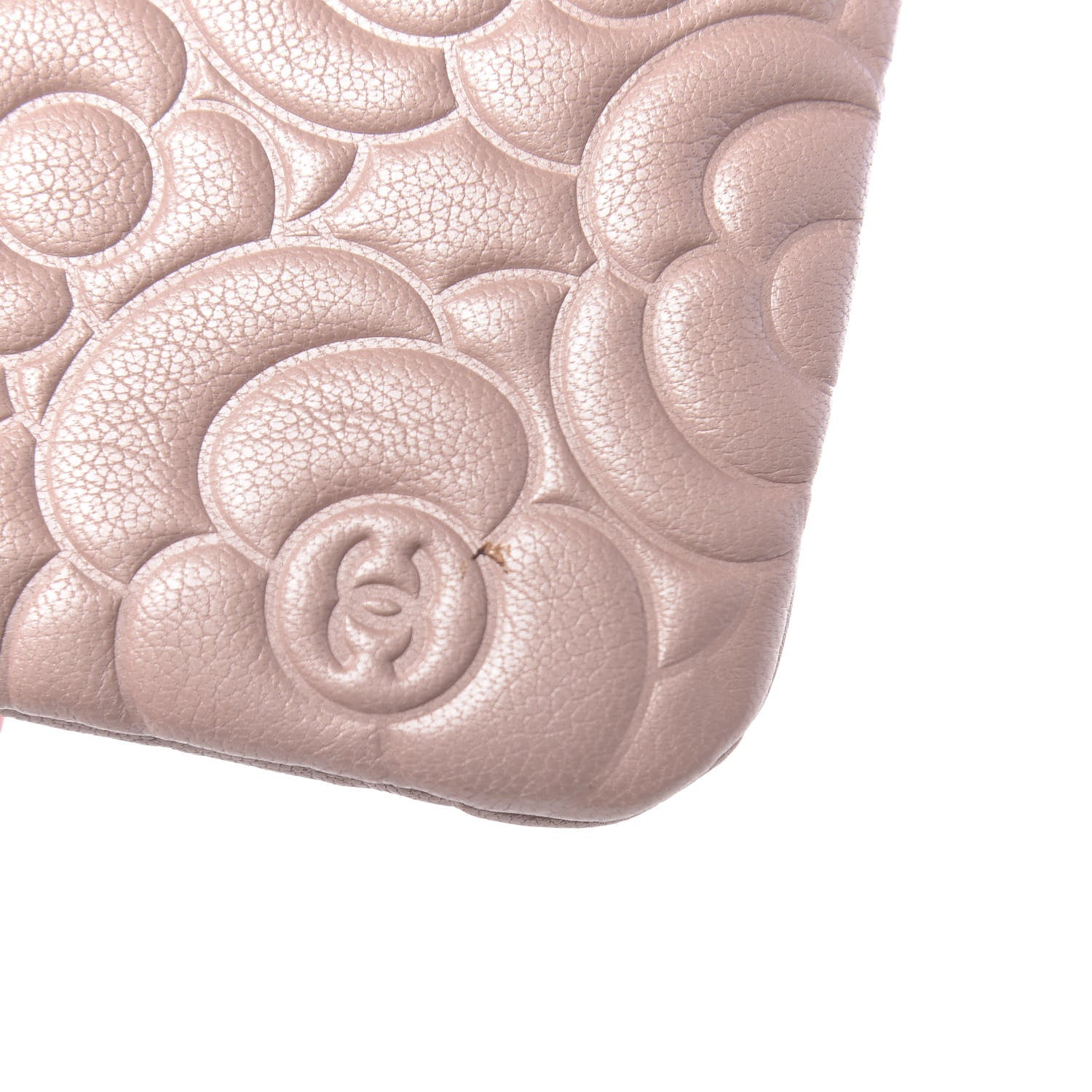 Chanel Goatskin Camellia Embossed Cosmetic Pouch Light Pink 8 of 9