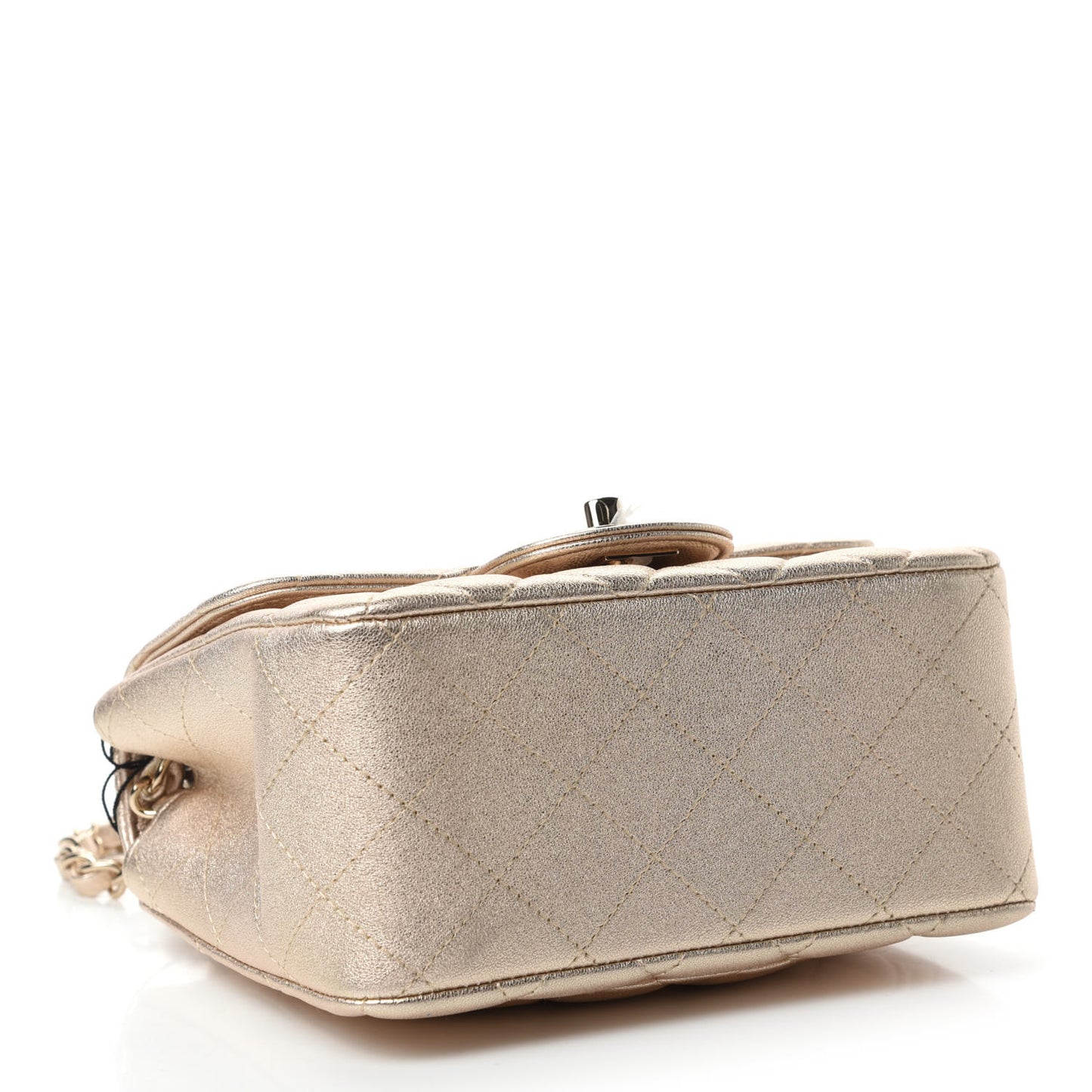 Metallic Lambskin Quilted Mini Square Flap Gold