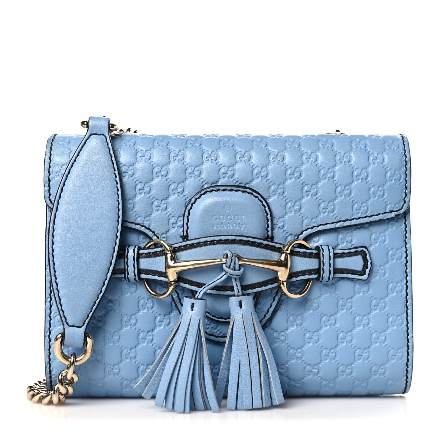 Soft Microguccissima Mini Emily Chain Shoulder Bag Mineral Blue