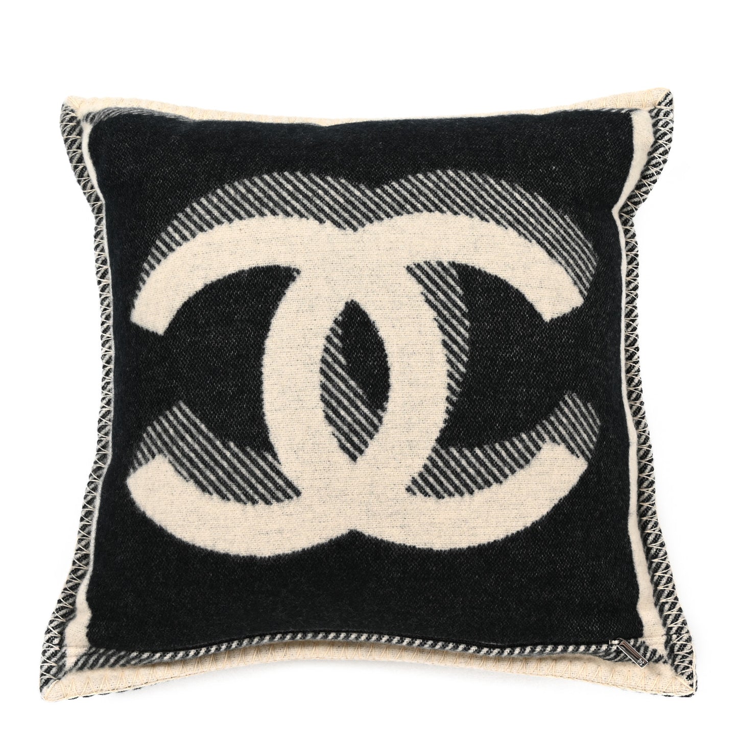 Merino Wool Cashmere CC Pillow Beige Black