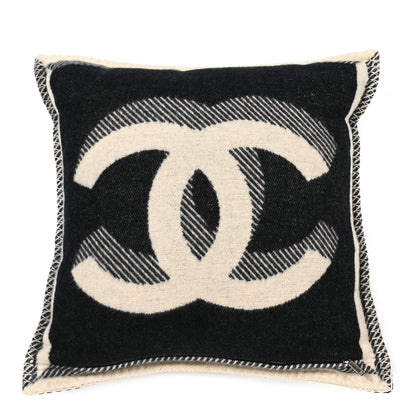 Chanel Merino Wool Cashmere CC Pillow Beige Black 2 of 3