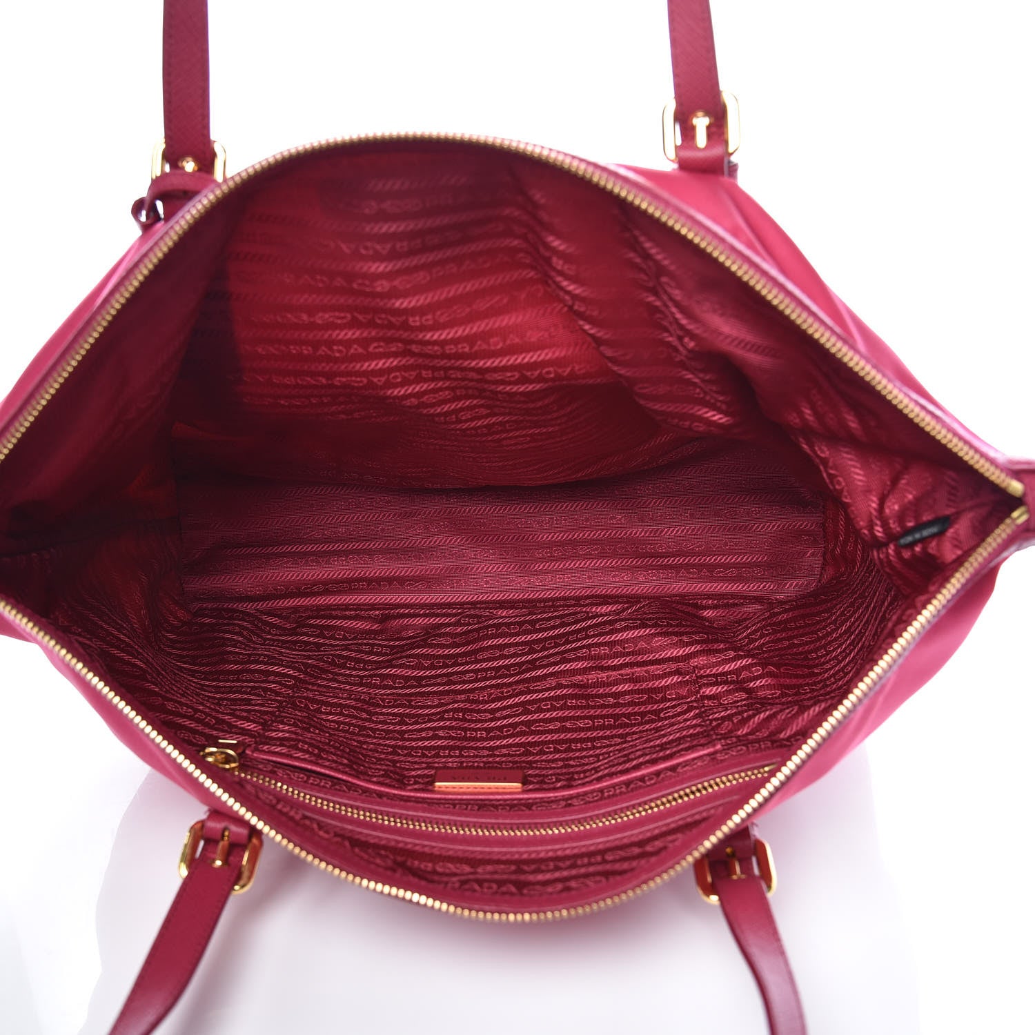Prada Saffiano Tessuto Nylon Shopping Tote Ibisco 5 of 9