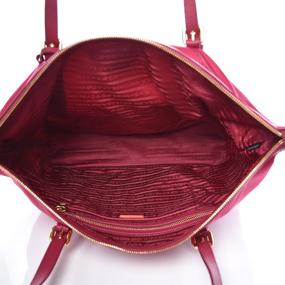 Prada Saffiano Tessuto Nylon Shopping Tote Ibisco 5 of 9