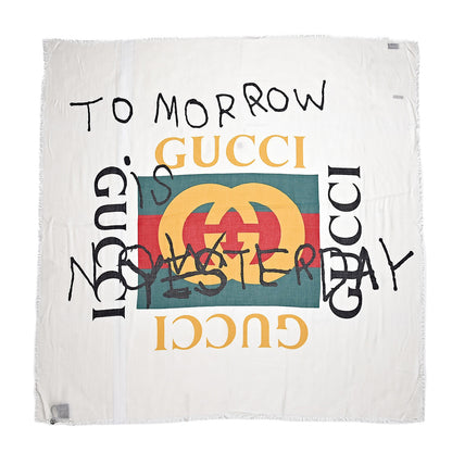 Gucci Modal Silk Coco Capitan Logo Square Scarf White 1 of 4